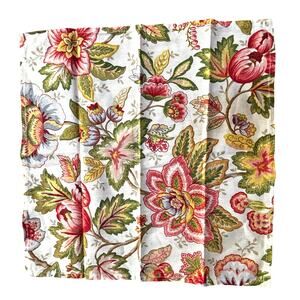 Set of 4 cotton cloth napkins Jacobean flowers colorful pink & green 20" squares